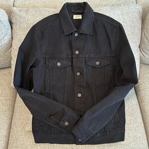 J. Crew Black Stretch Denim Trucker Jacket - Men's Small